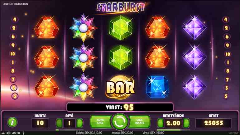 Det är lätt att förstå varför Starburst har blivit så populär, för med sina många vinstchanser och sin höga RTP så är Starburst en av de bästa slots man kan hitta på marknaden