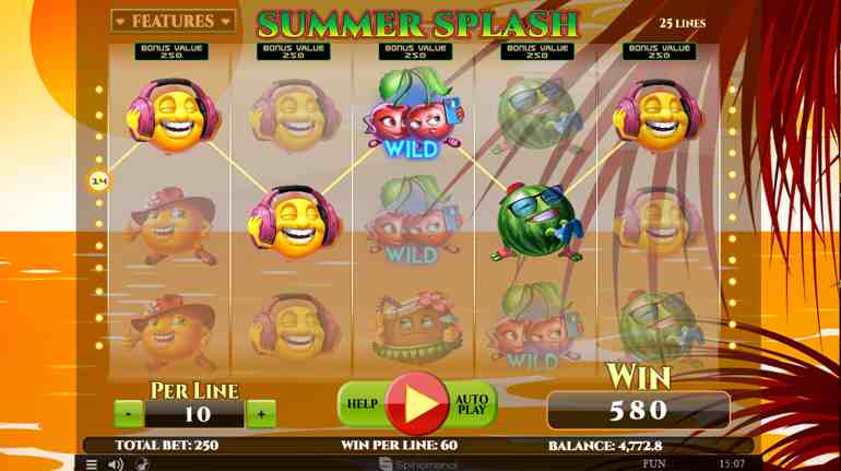 Ett spel som är aningen underskattat är Summer Splash, här kombineras klassiska slots symboler som klockor, bars, diamanter